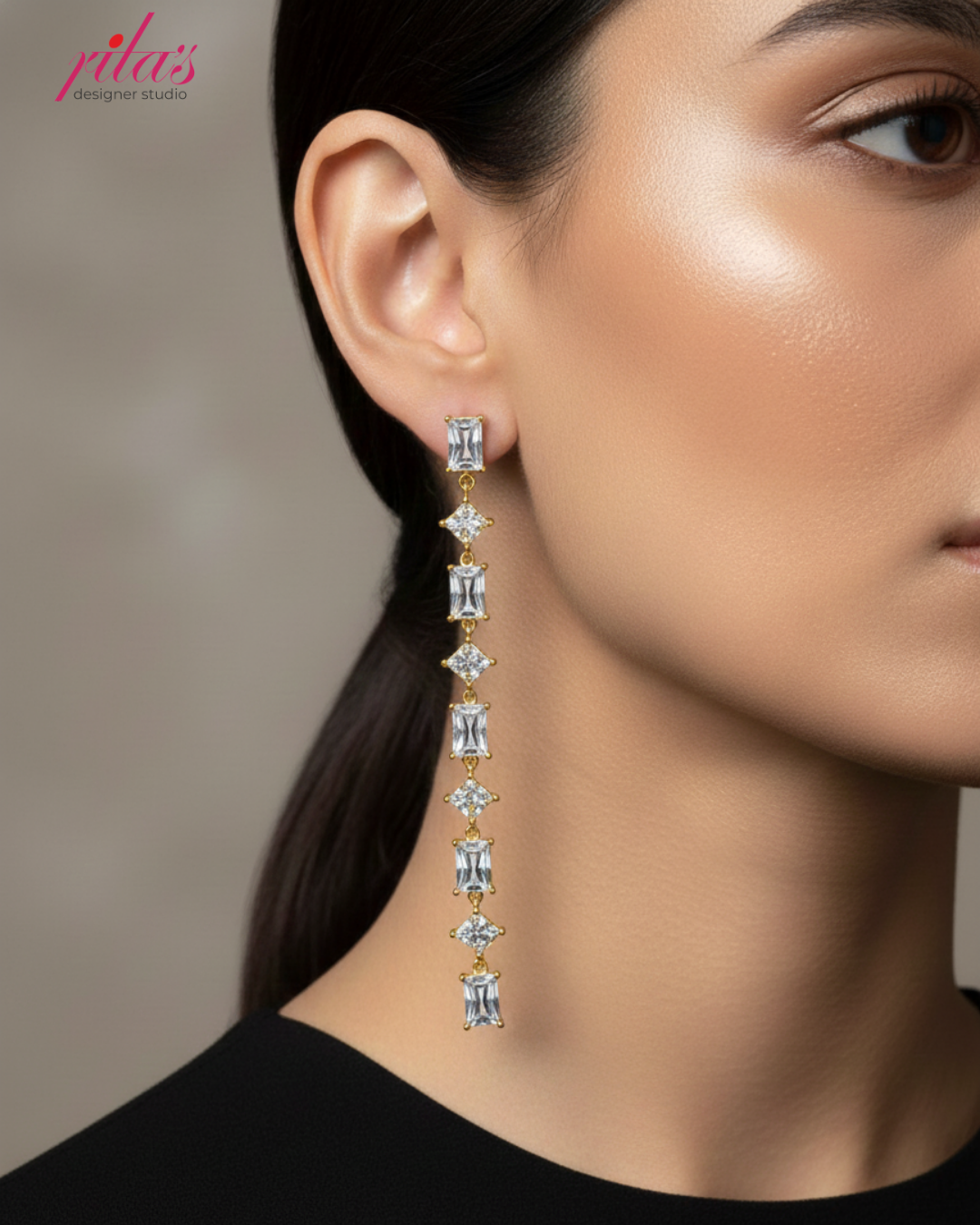 Pastel Crystal Line Earrings