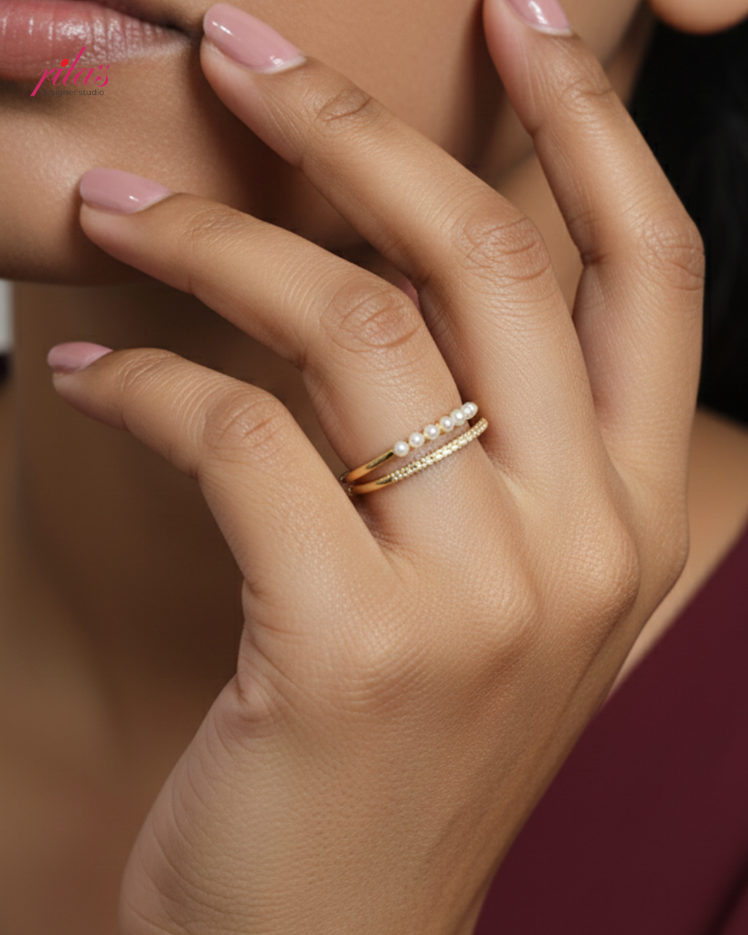 Minimal Triple Band Gold Luxury Ring