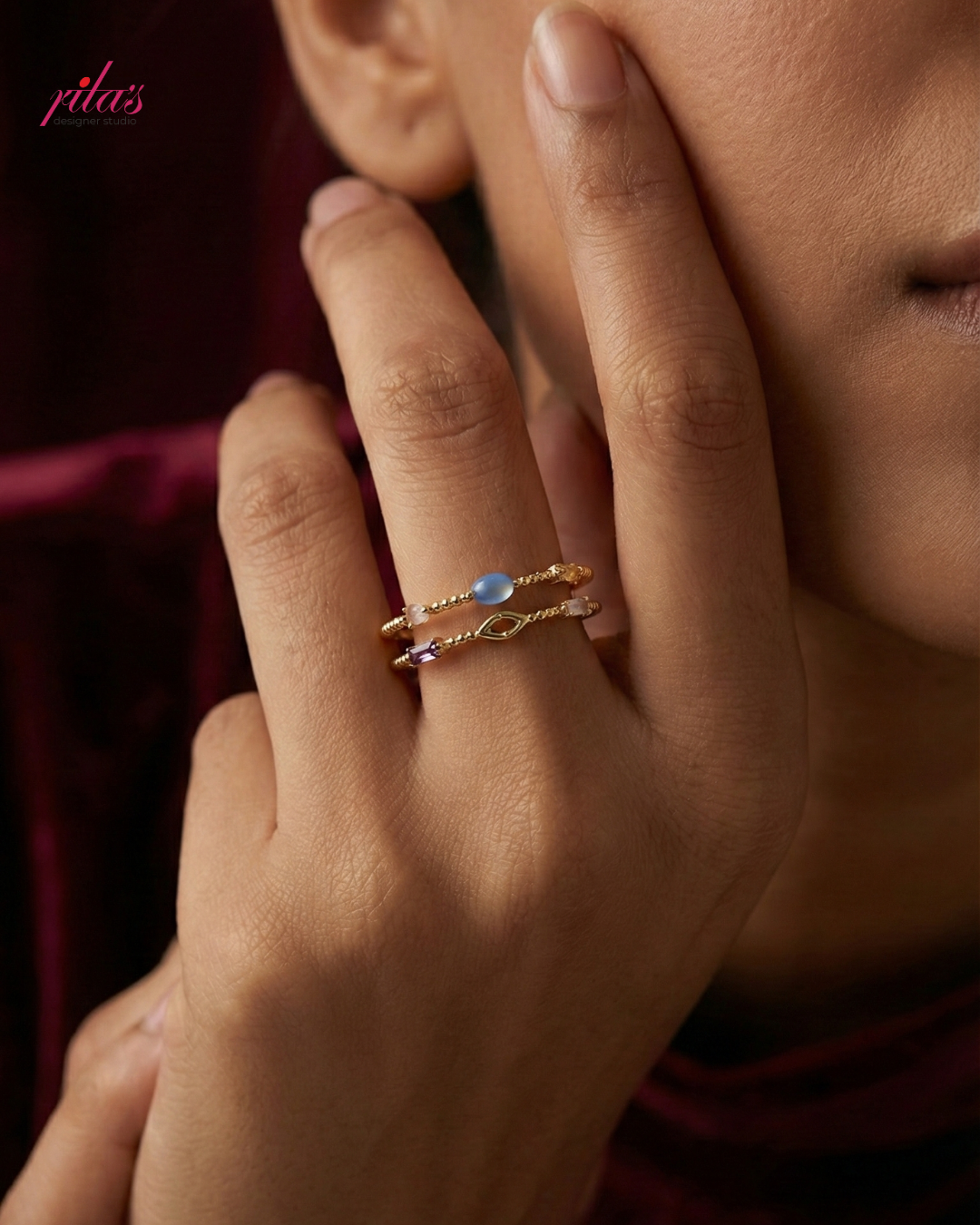 Dual Tone Elegant Band Gold Luxury Ring