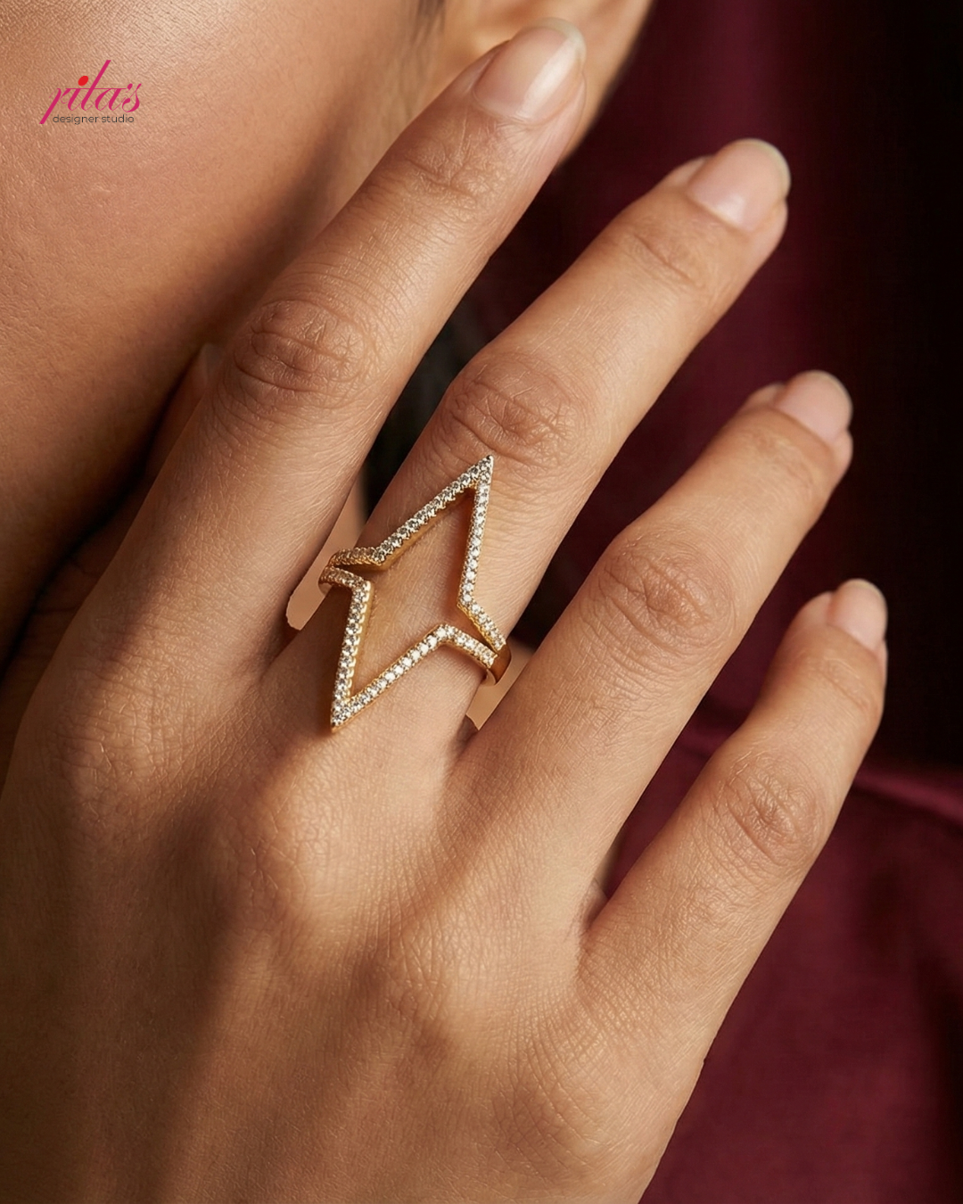 Modern Geometric Open Gold Luxury Ring