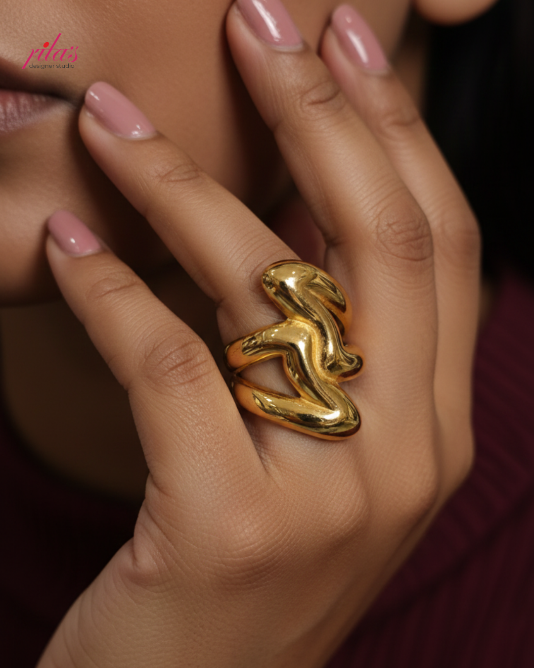 Bold Sculpted Statement Gold Luxury Ring