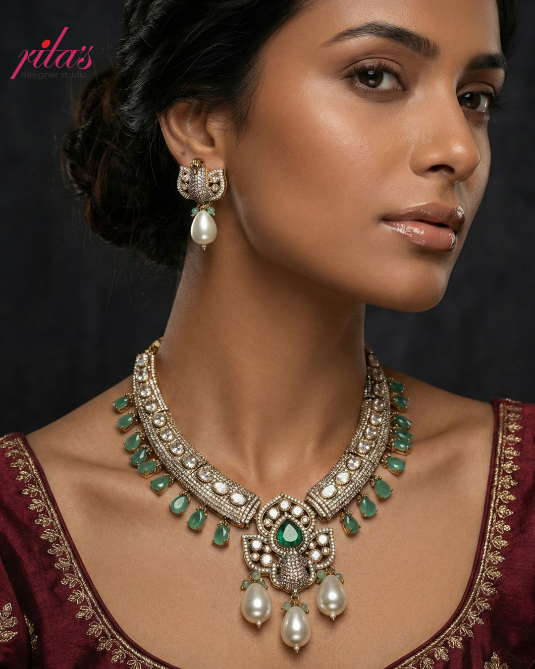 Emerald Pearl Bridal Full Set