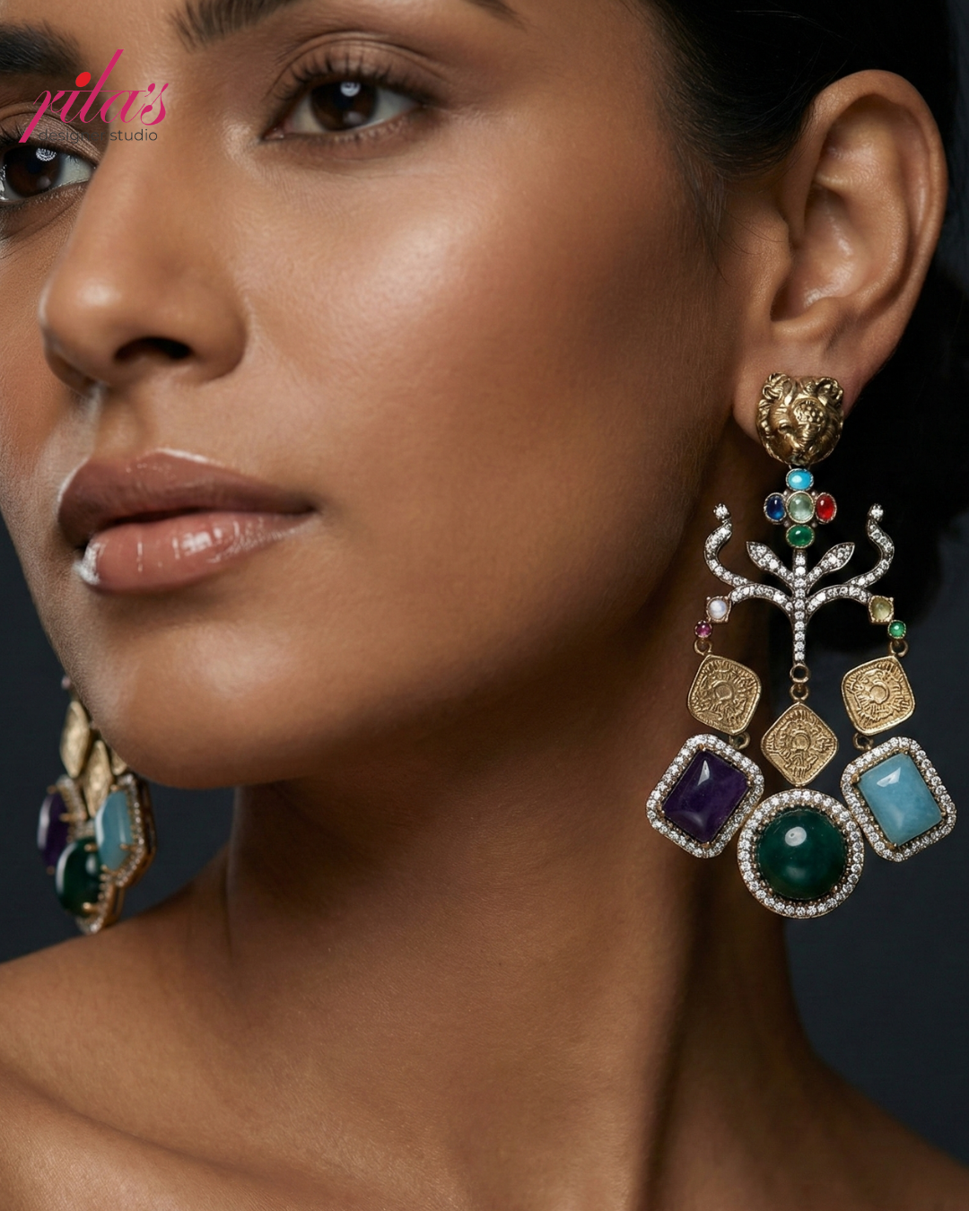 Blue Stone Designer Drop Earrings
