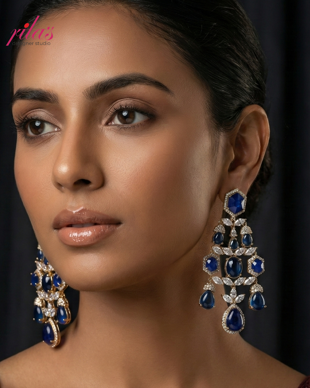 Royal Blue Pearl Drop Earrings