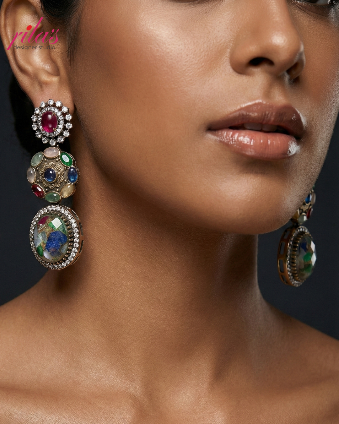 Multicolor Circle Drop Earrings