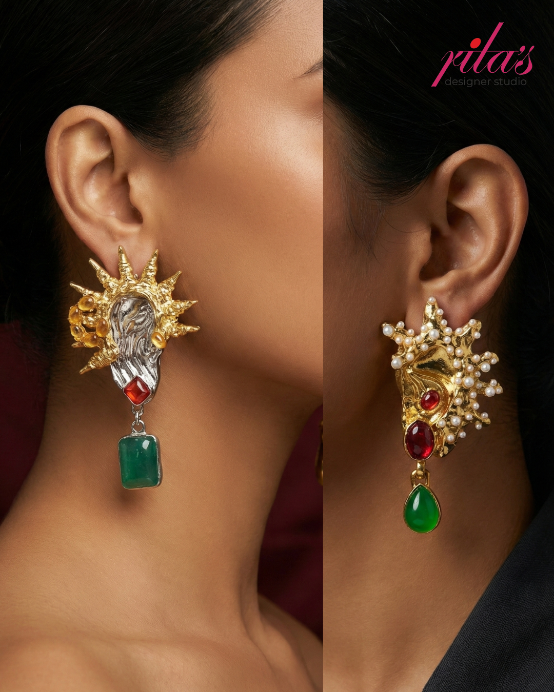 Sunburst Green Drop Earrings