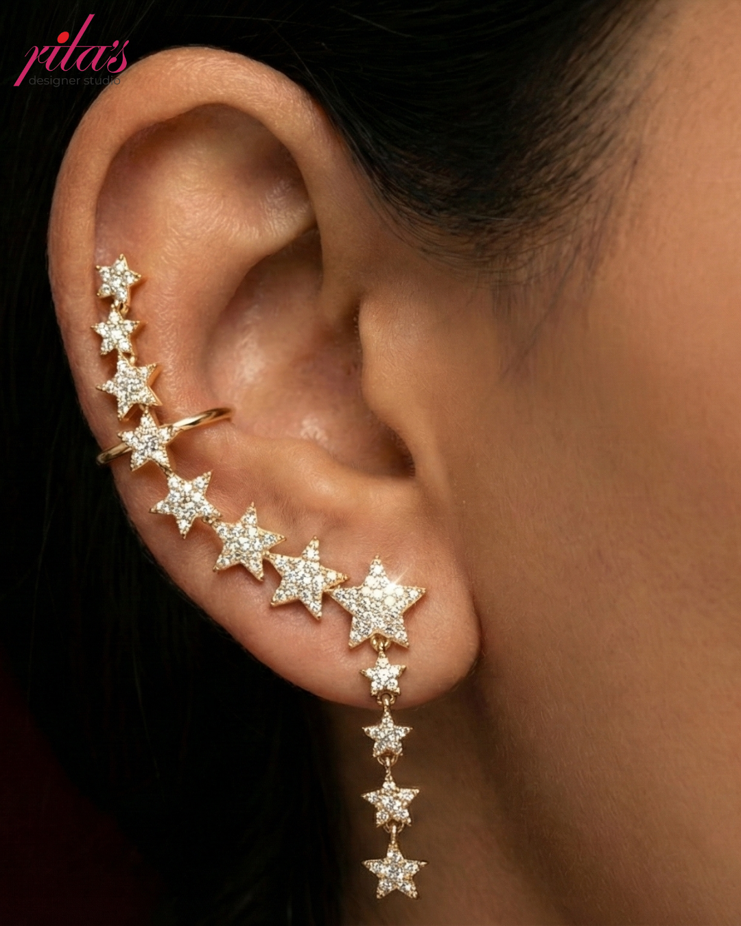 Star Chain Ear Cuff Earrings