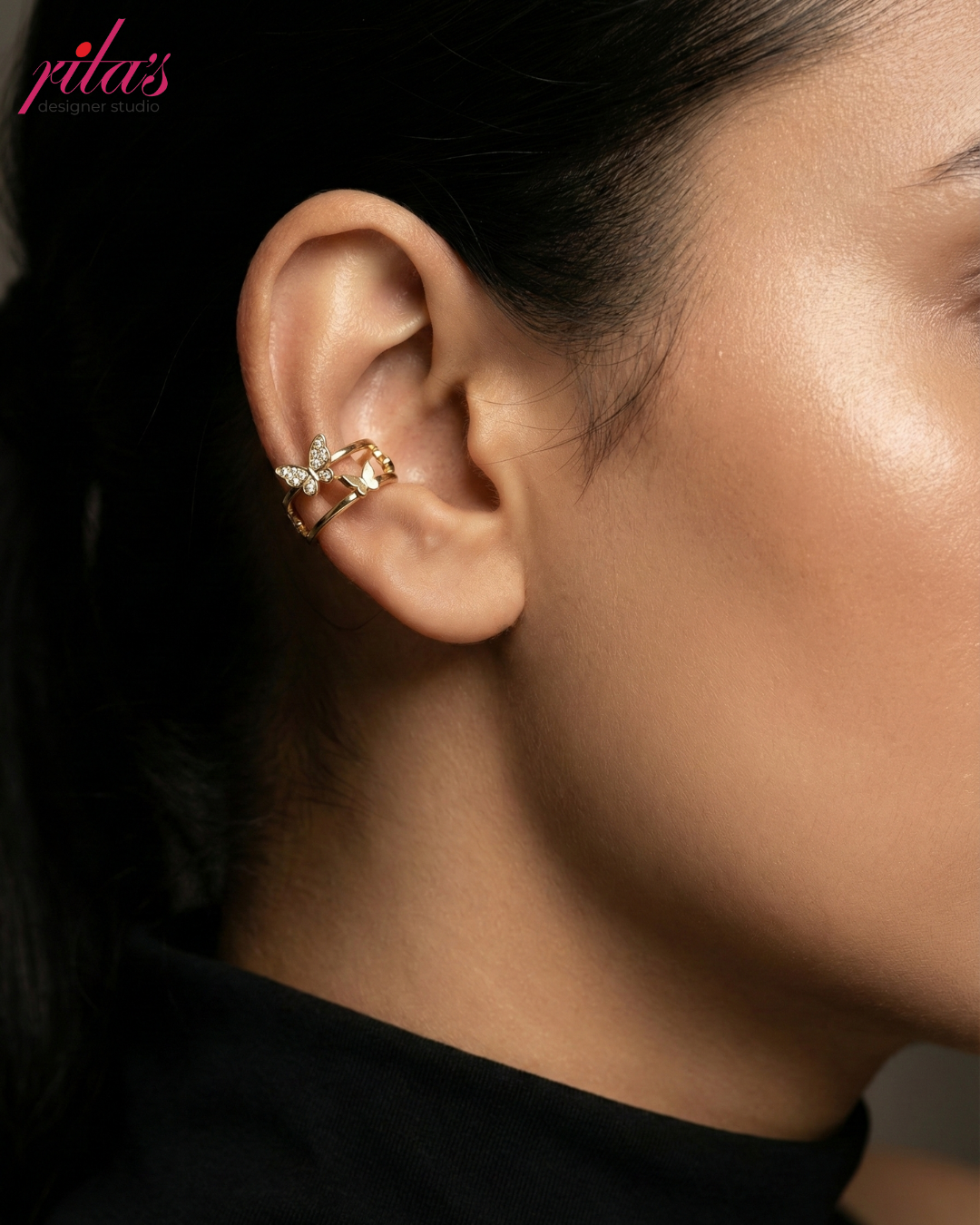 Minimal Triple Stone Ear Cuff