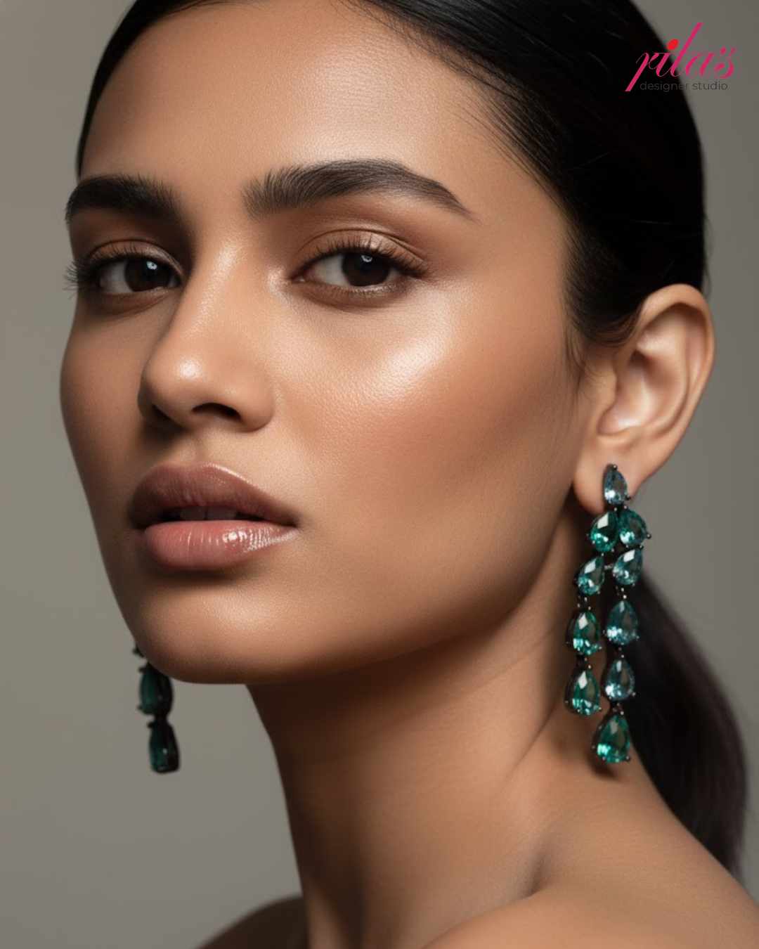 Teal Crystal Drop Earrings
