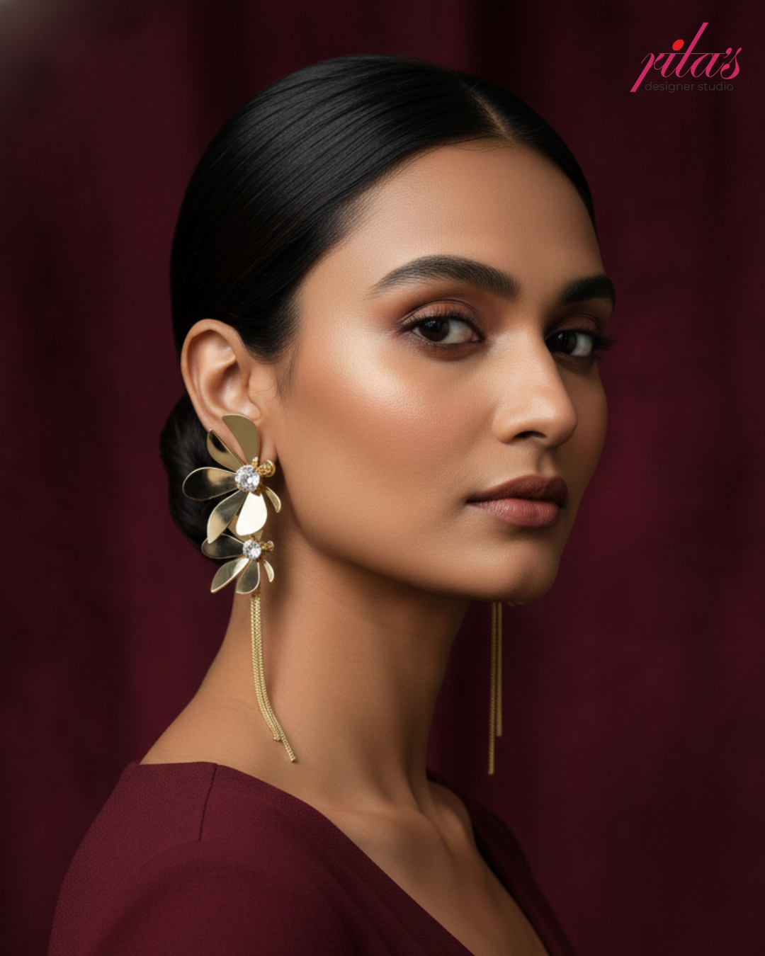 Floral Pearl Chain Earrings