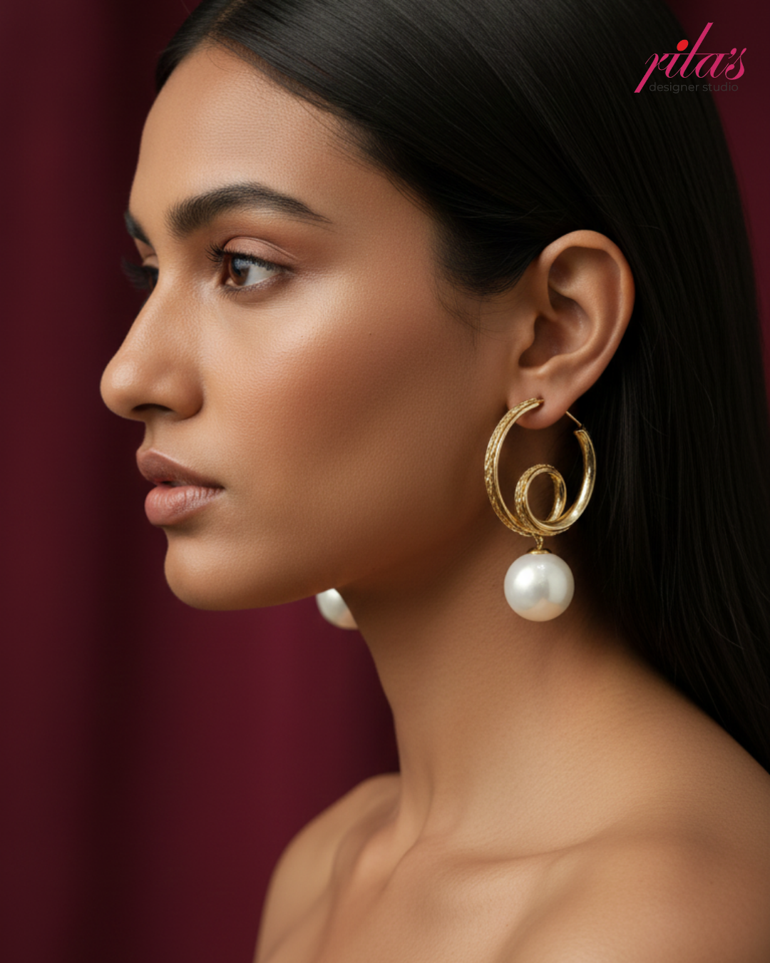 Pearl Hoop Statement Earrings