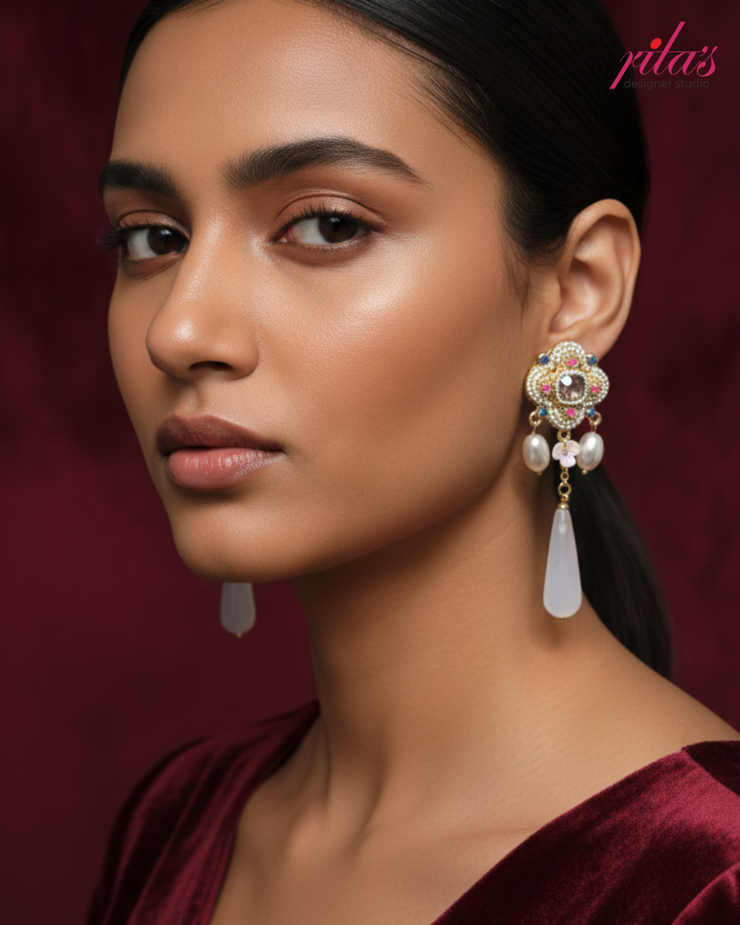 Pearl Fan Drop Earrings