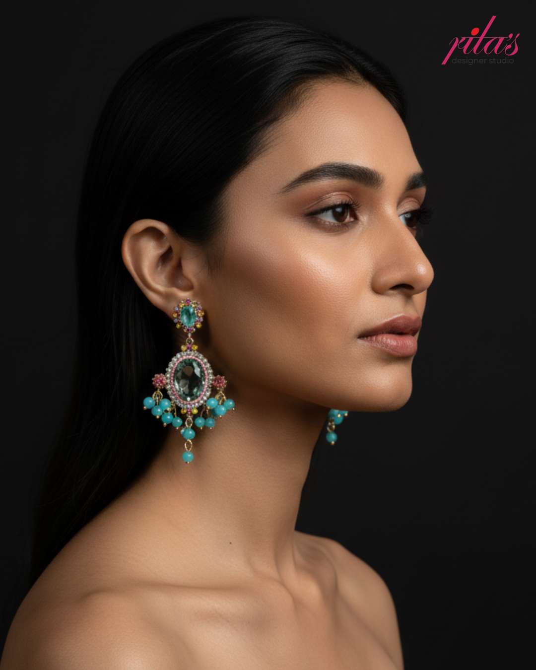 Turquoise Floral Drop Earrings