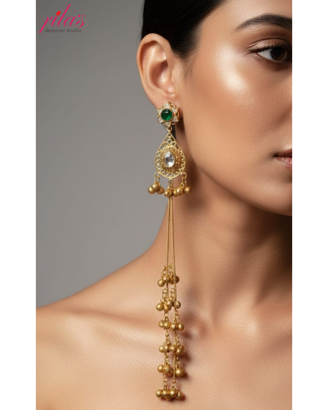 Gold Bell Chain Drop Earrings