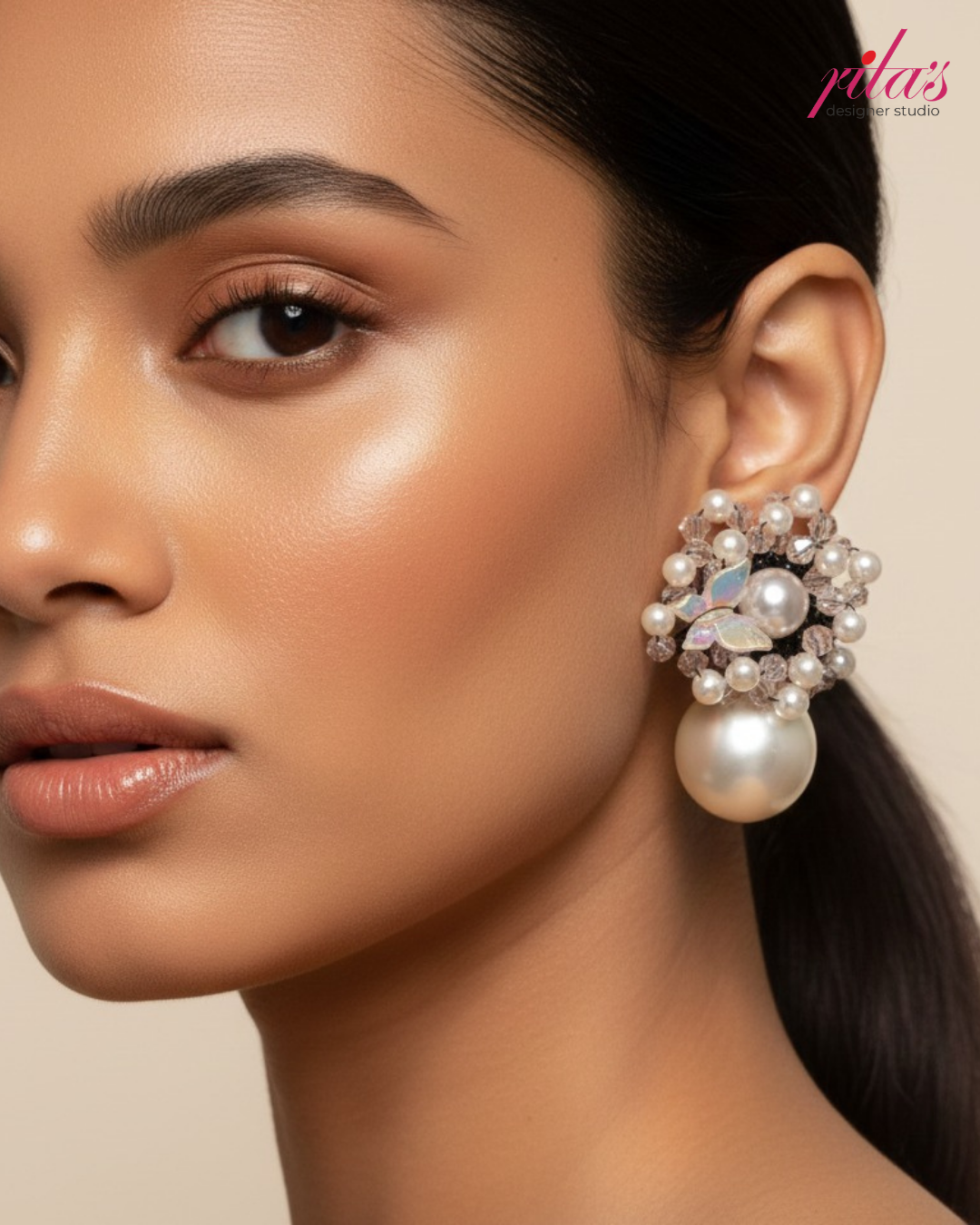 Pearl Cluster Stud Earrings