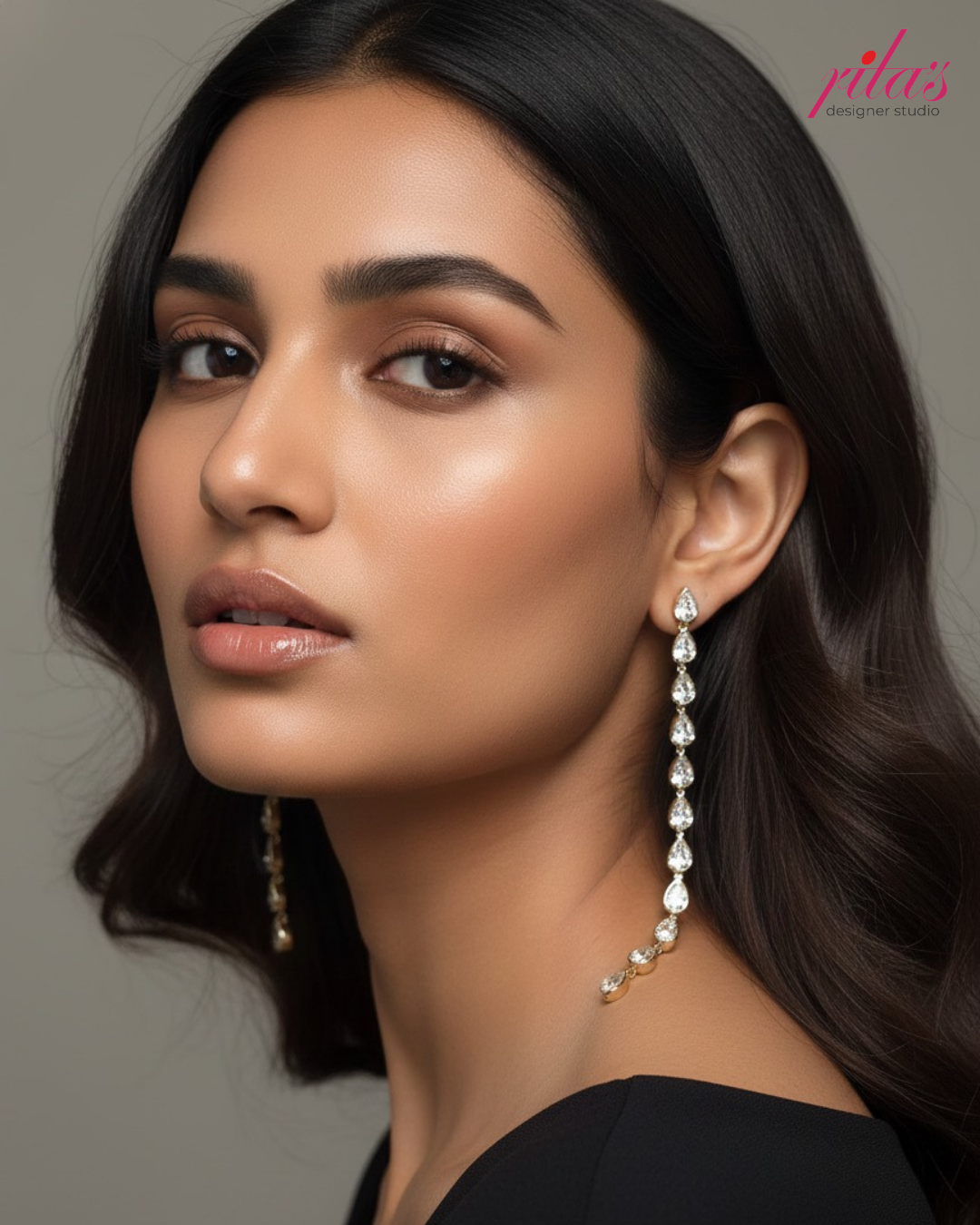 Pearl Line Drop Earrings