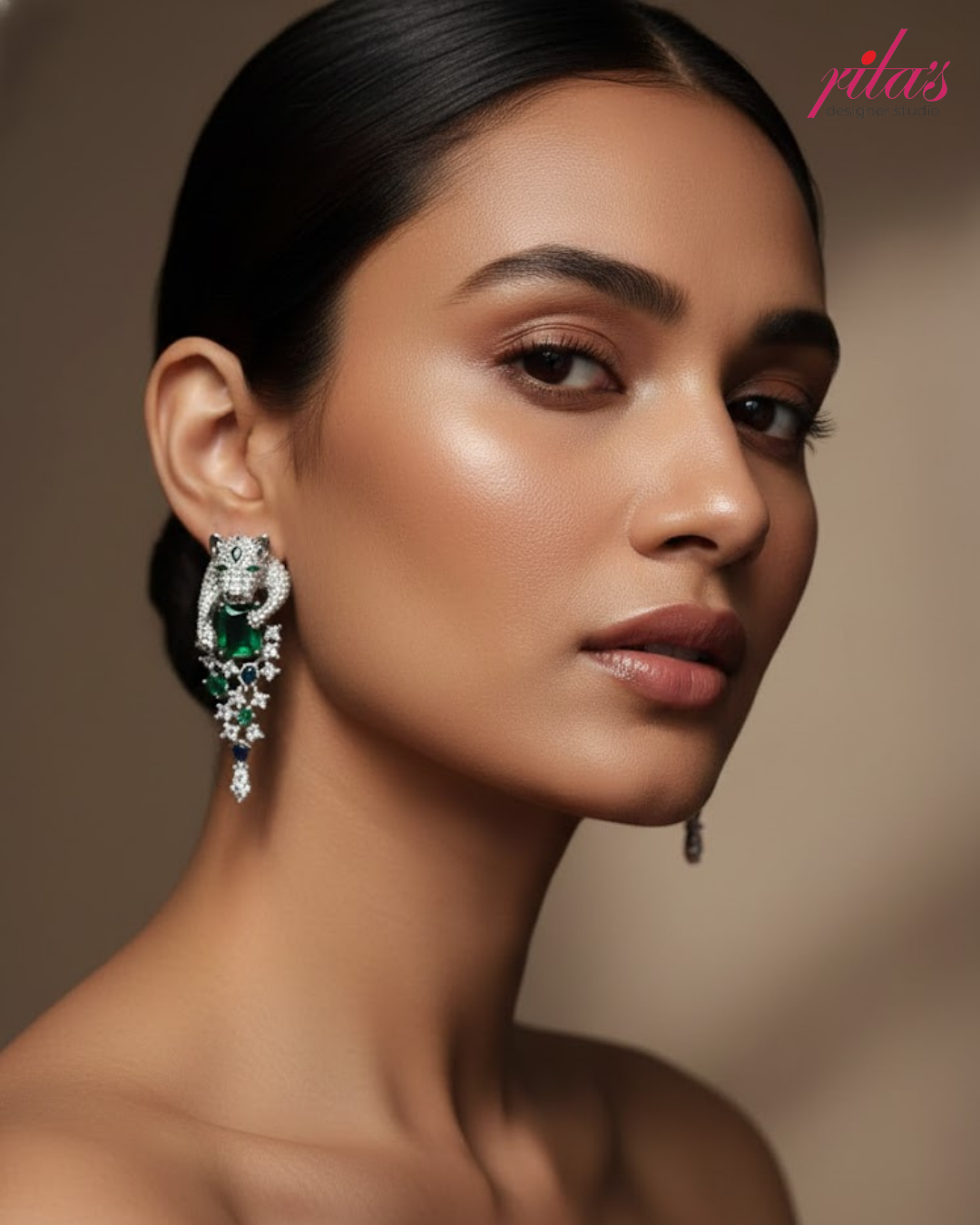 Emerald Stone Drop Earrings