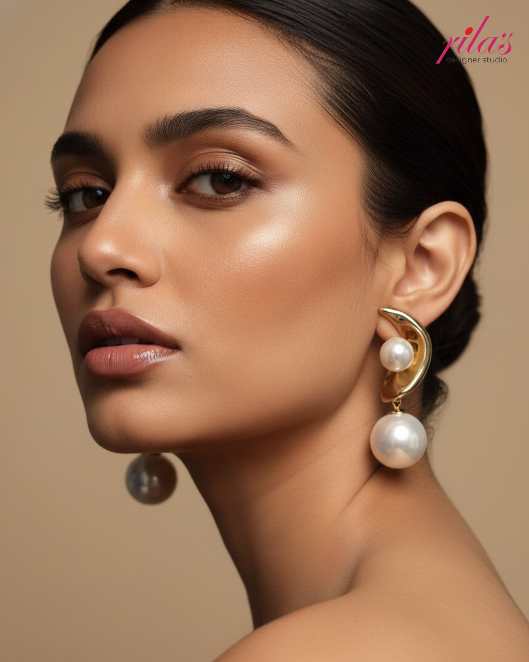 Pearl Hoop Drop Earrings