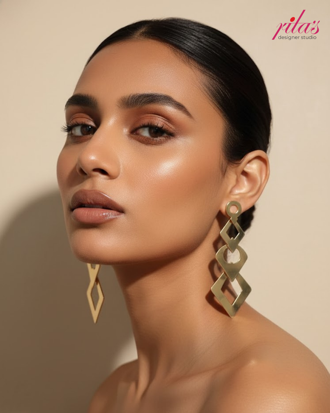 Geometric Gold Drop Earrings