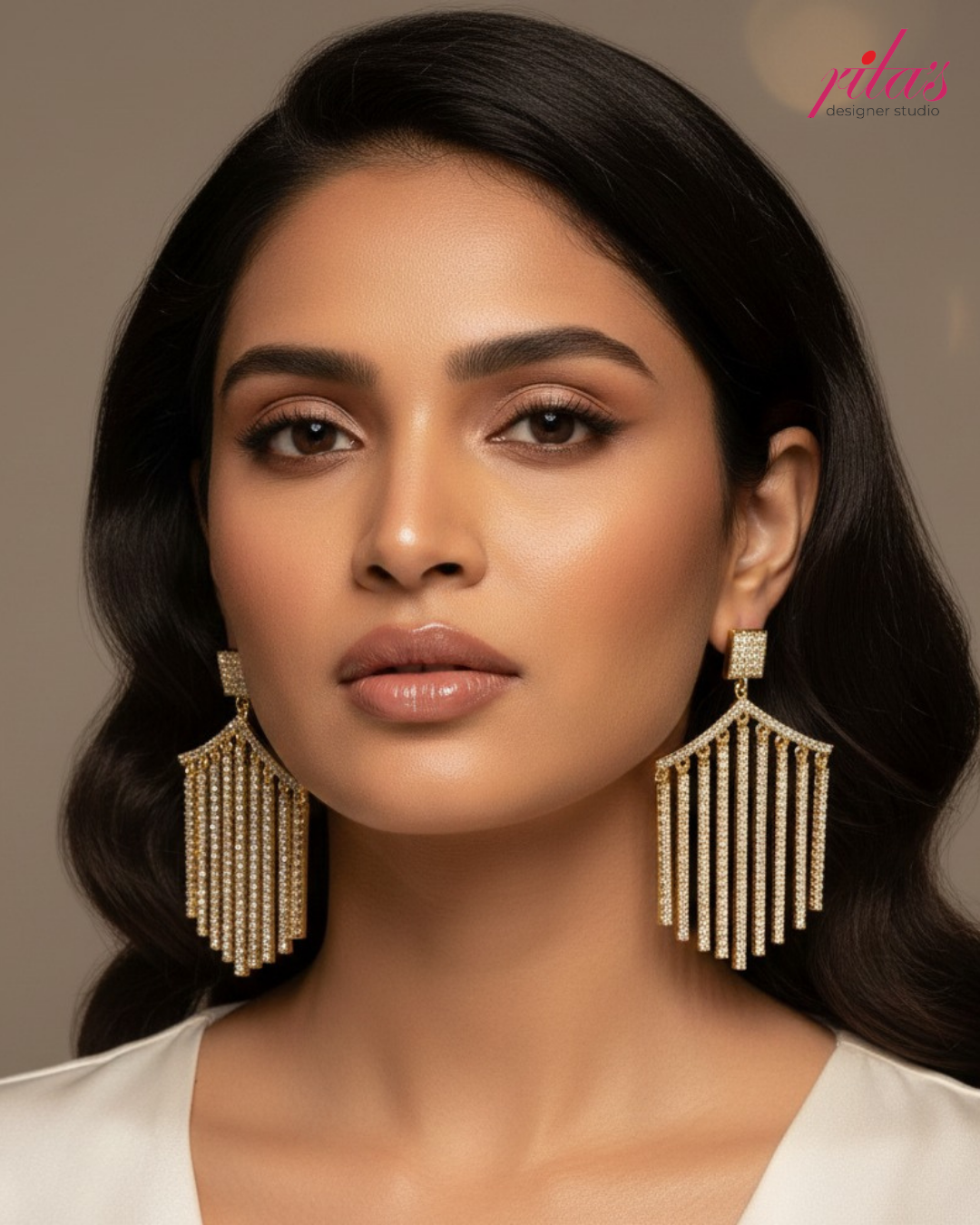 Gold Fringe Statement Earrings