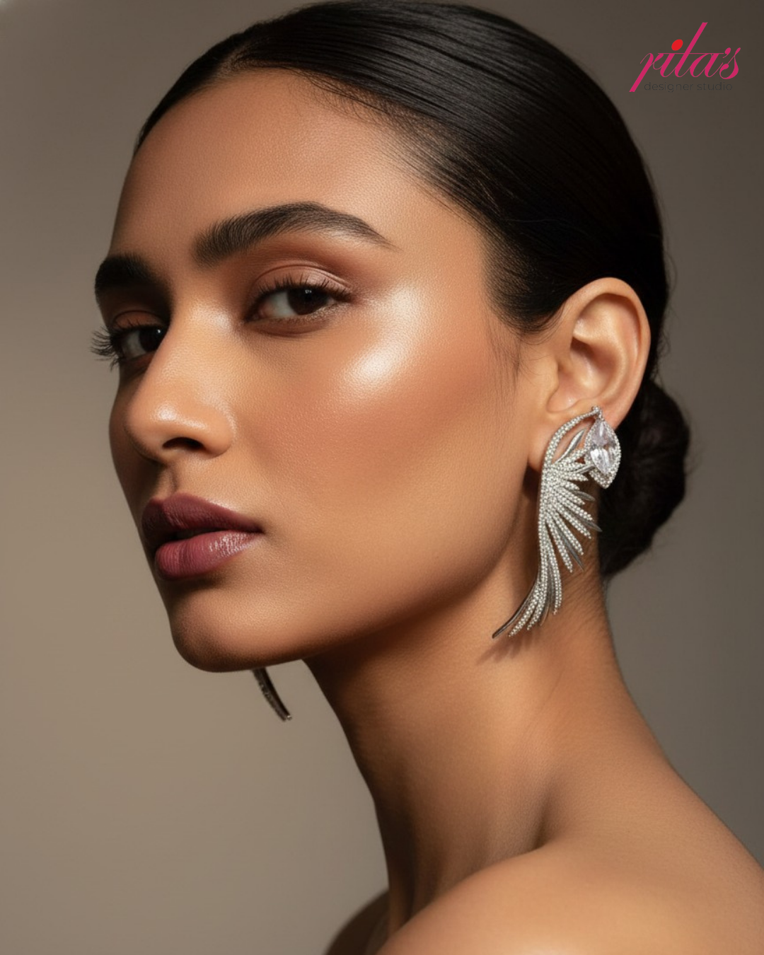 Silver Feather Drop Earrings