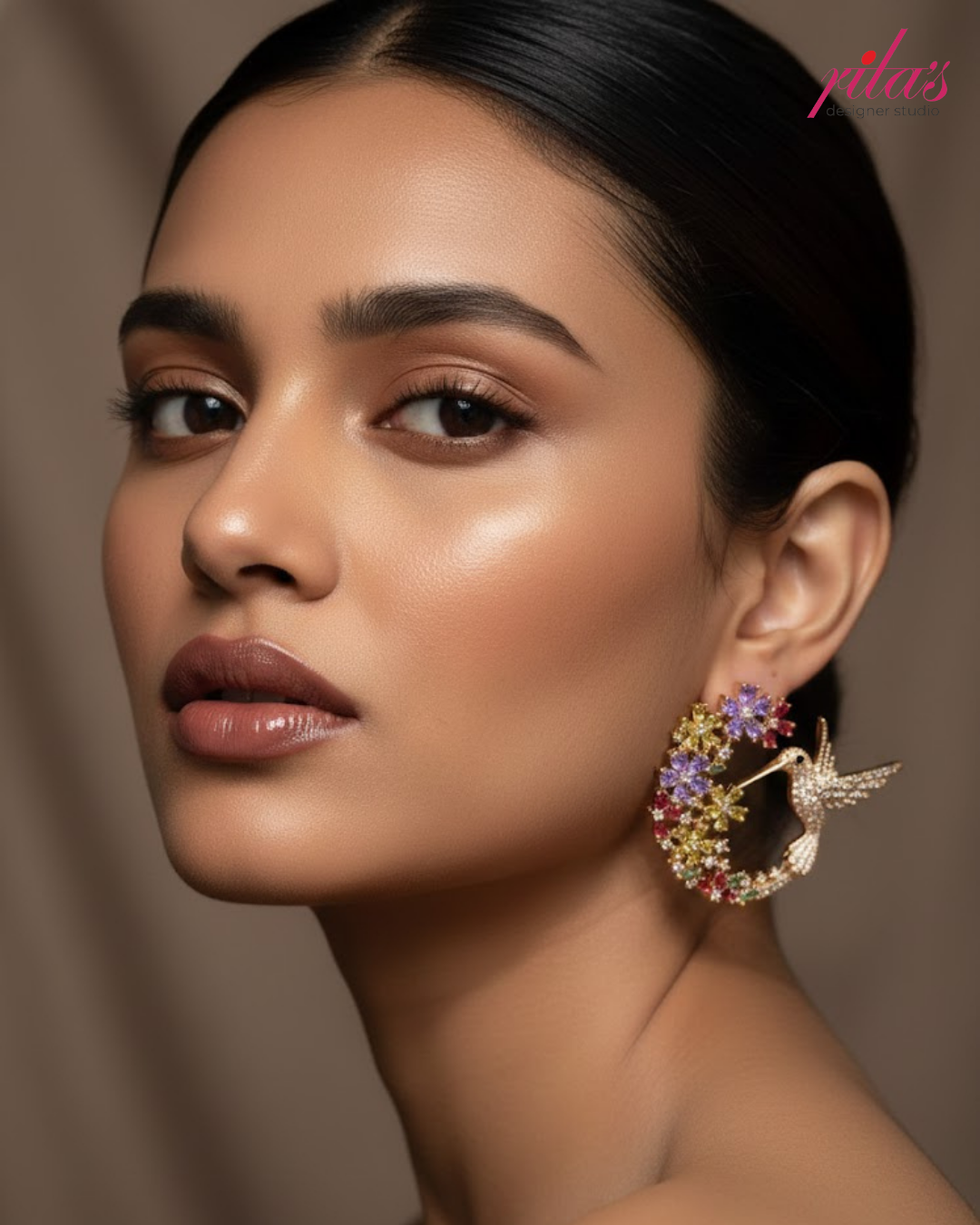 Floral Multistone Statement Earrings