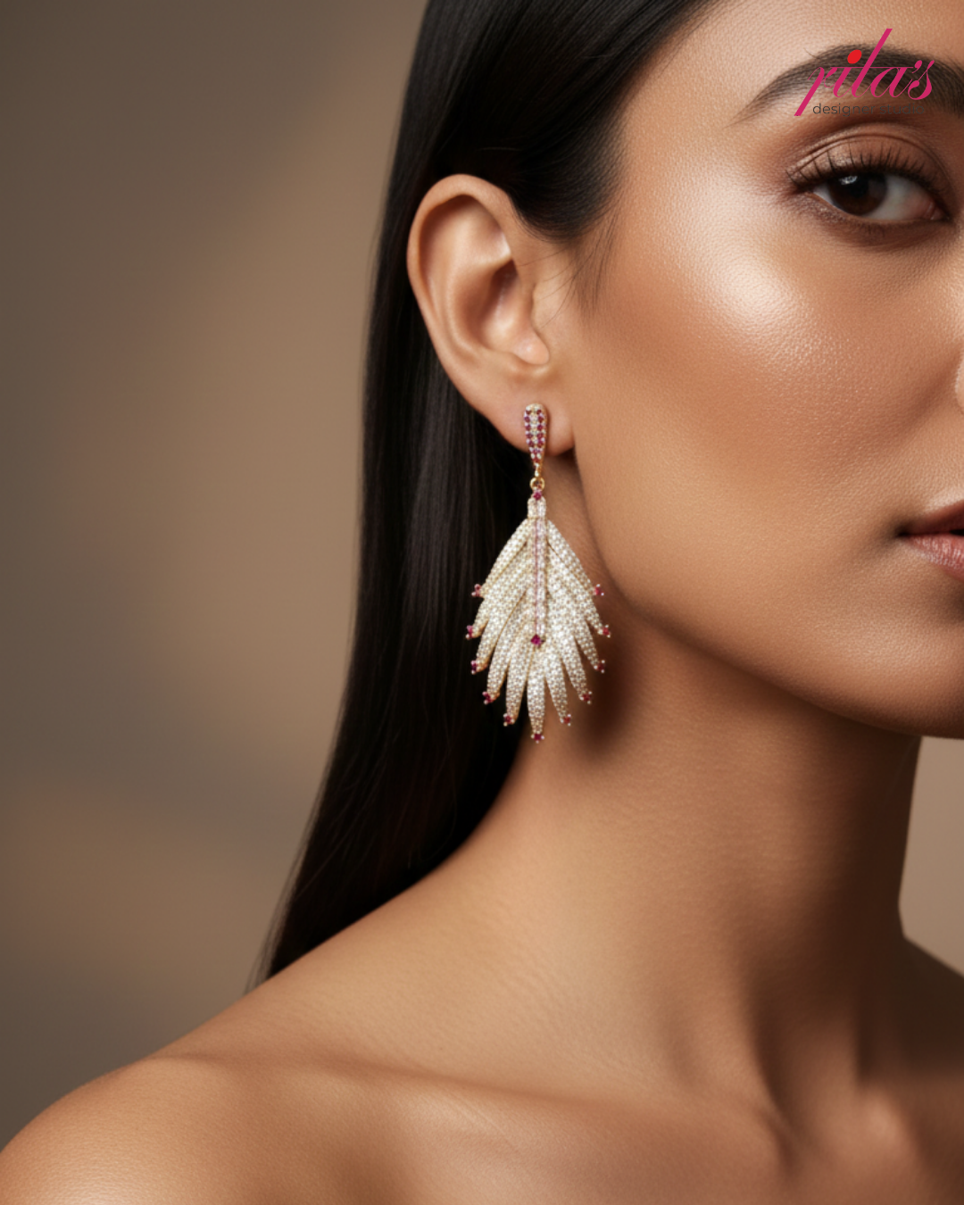 White Leaf Statement Earrings