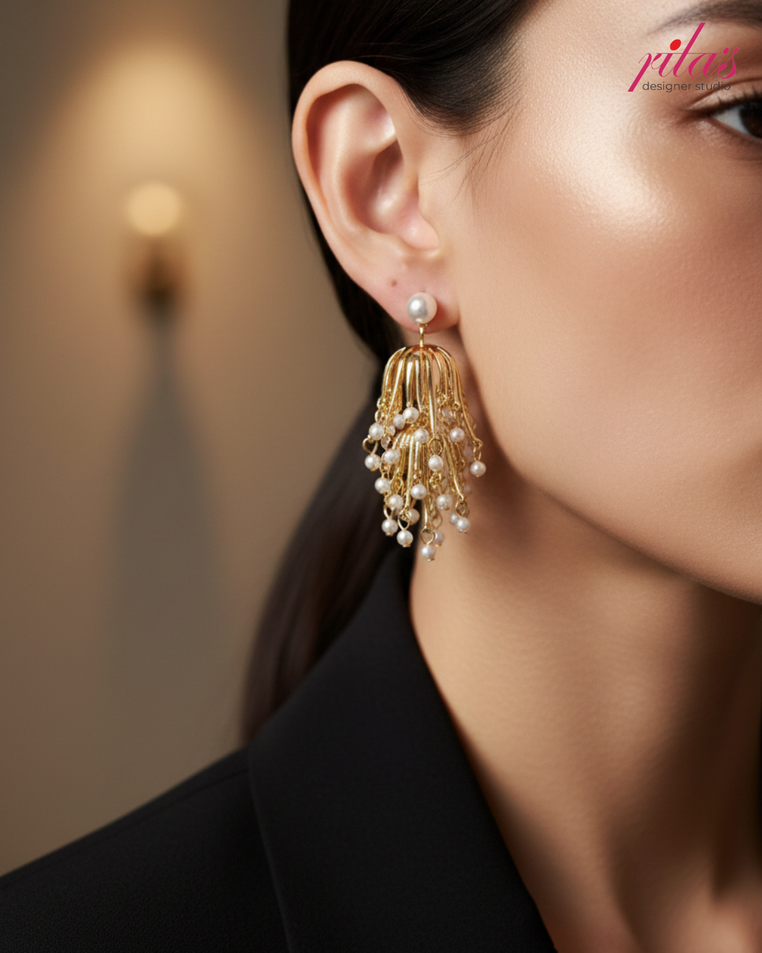 Gold Leaf Cluster Earrings