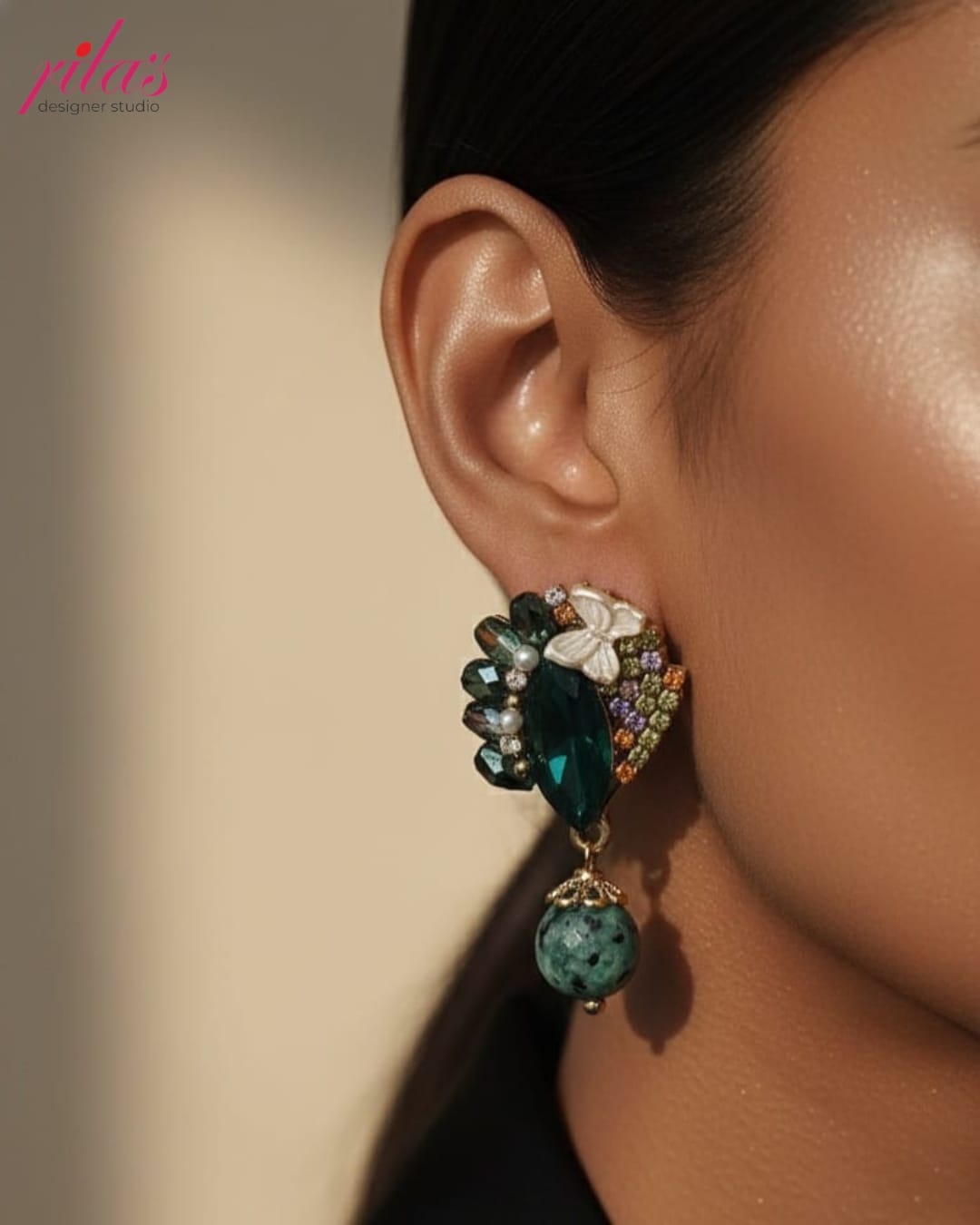 Floral Crystal Evening Earrings