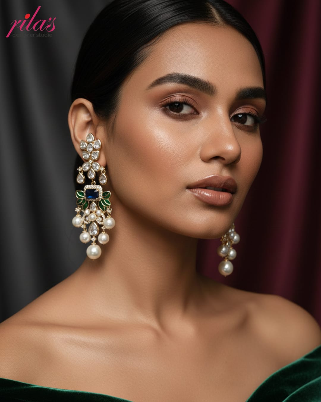 Multistone Pearl Drop Earrings