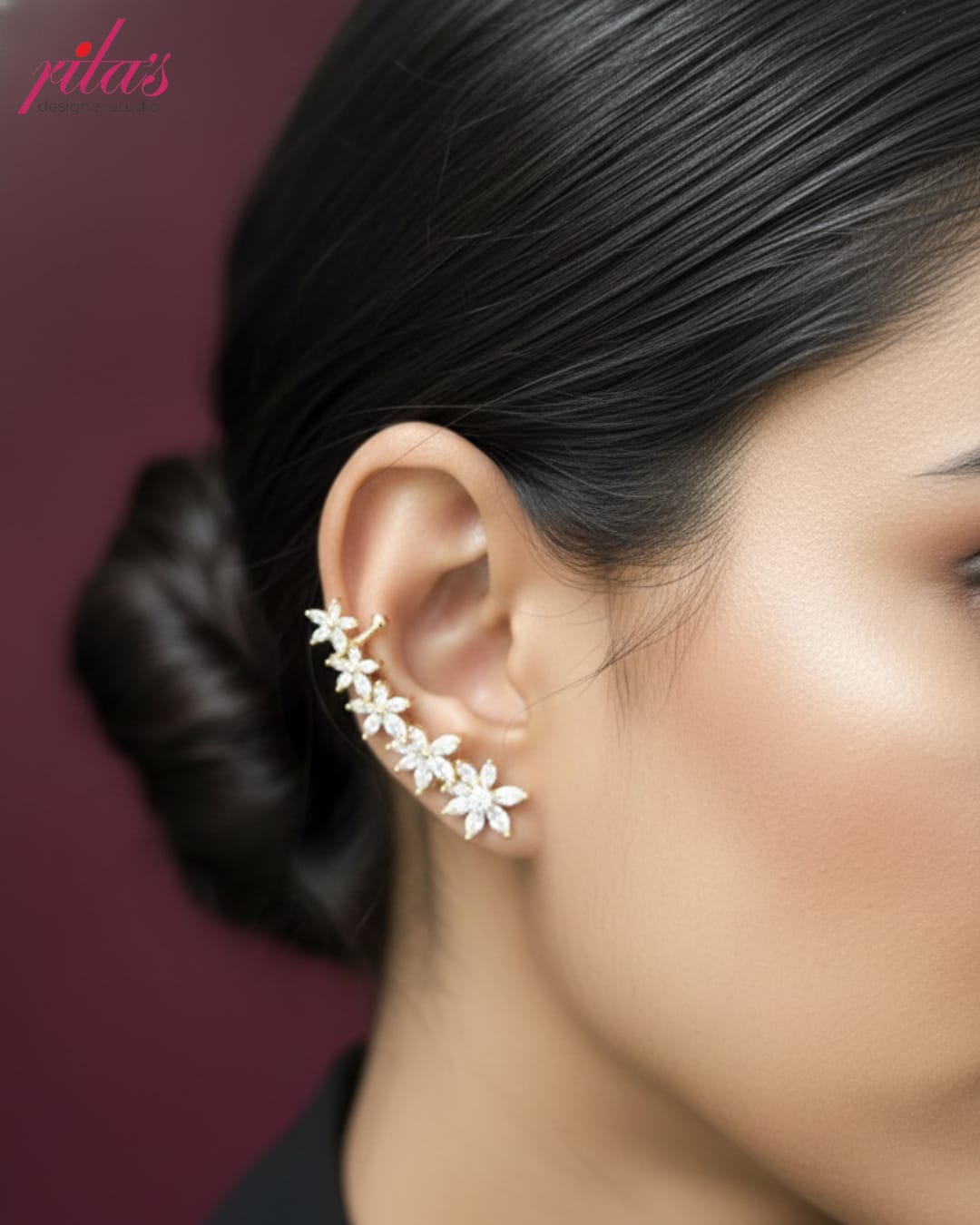 Crystal Vine Ear Cuff Earrings