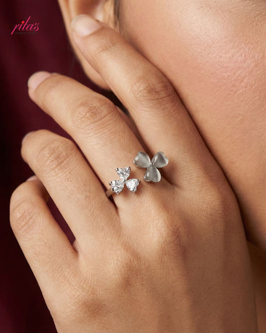 Dainty Floral Crystal Gold Luxury Ring