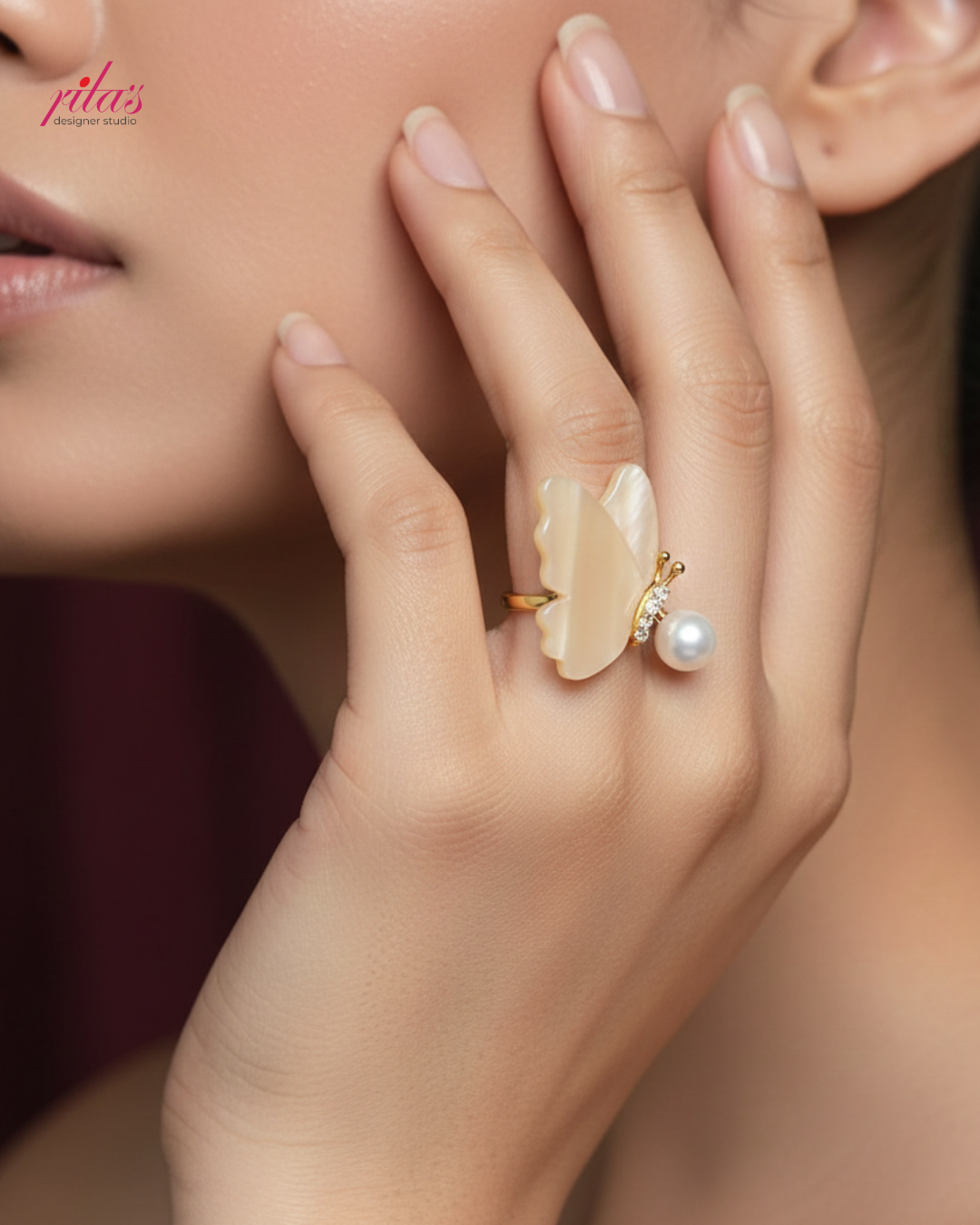 Modern Pearl Drop Gold Luxury Ring