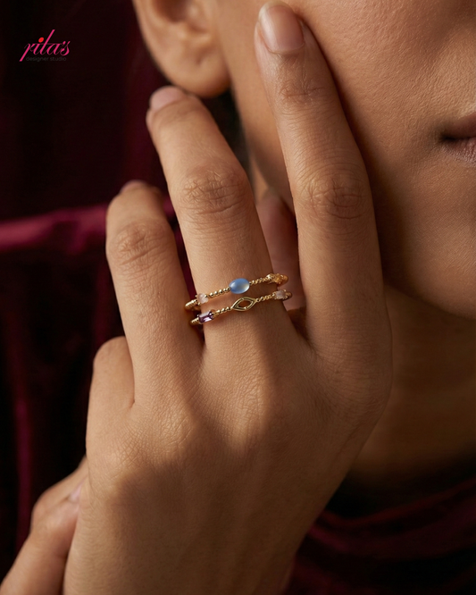 Dual Tone Elegant Band Gold Luxury Ring