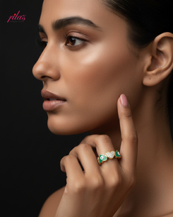 Emerald Green Stone Gold Luxury Ring
