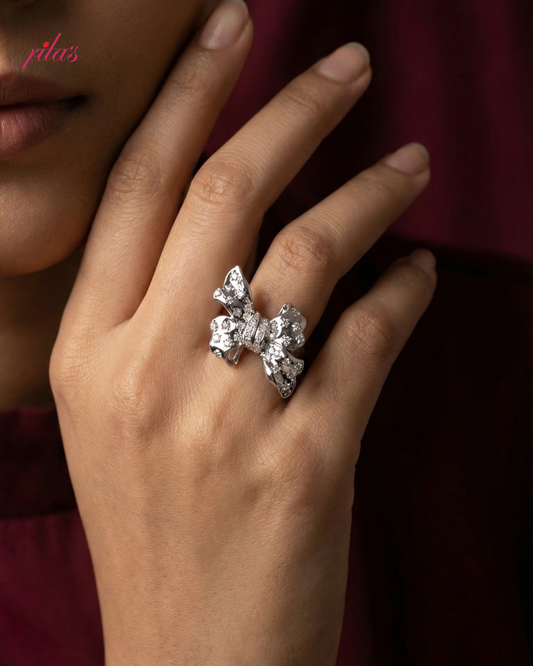 Floral Crystal Cluster Gold Luxury Statement Ring