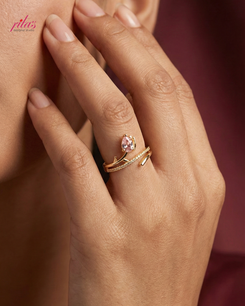 Minimal Pink Stone Gold Luxury Ring