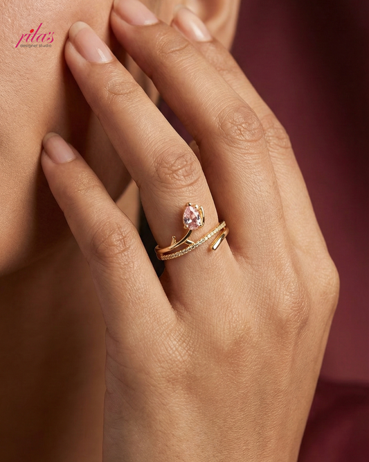 Minimal Pink Stone Gold Luxury Ring