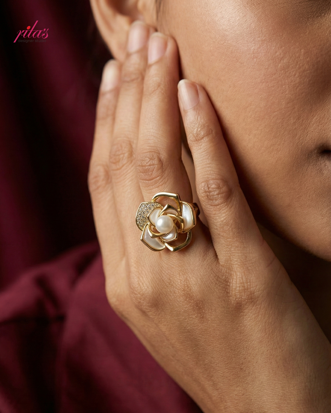 Royal Bloom Statement Gold Luxury Ring
