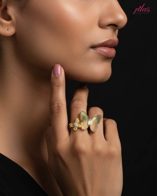 Luxury Golden Floral Statement Ring