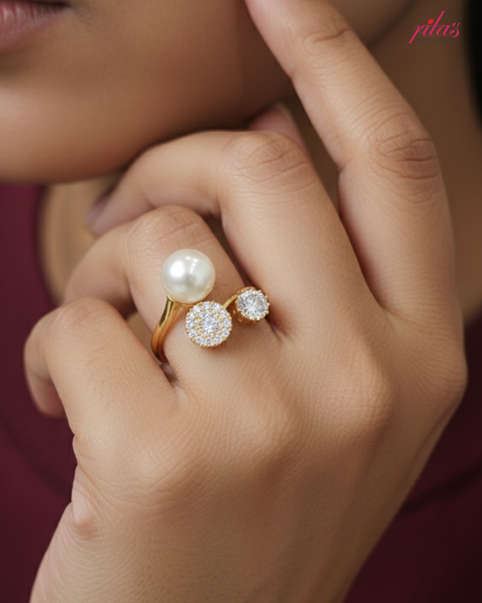 Pearl Trio Designer Ring