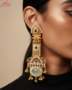 Heritage Multistone Chandbali Earrings