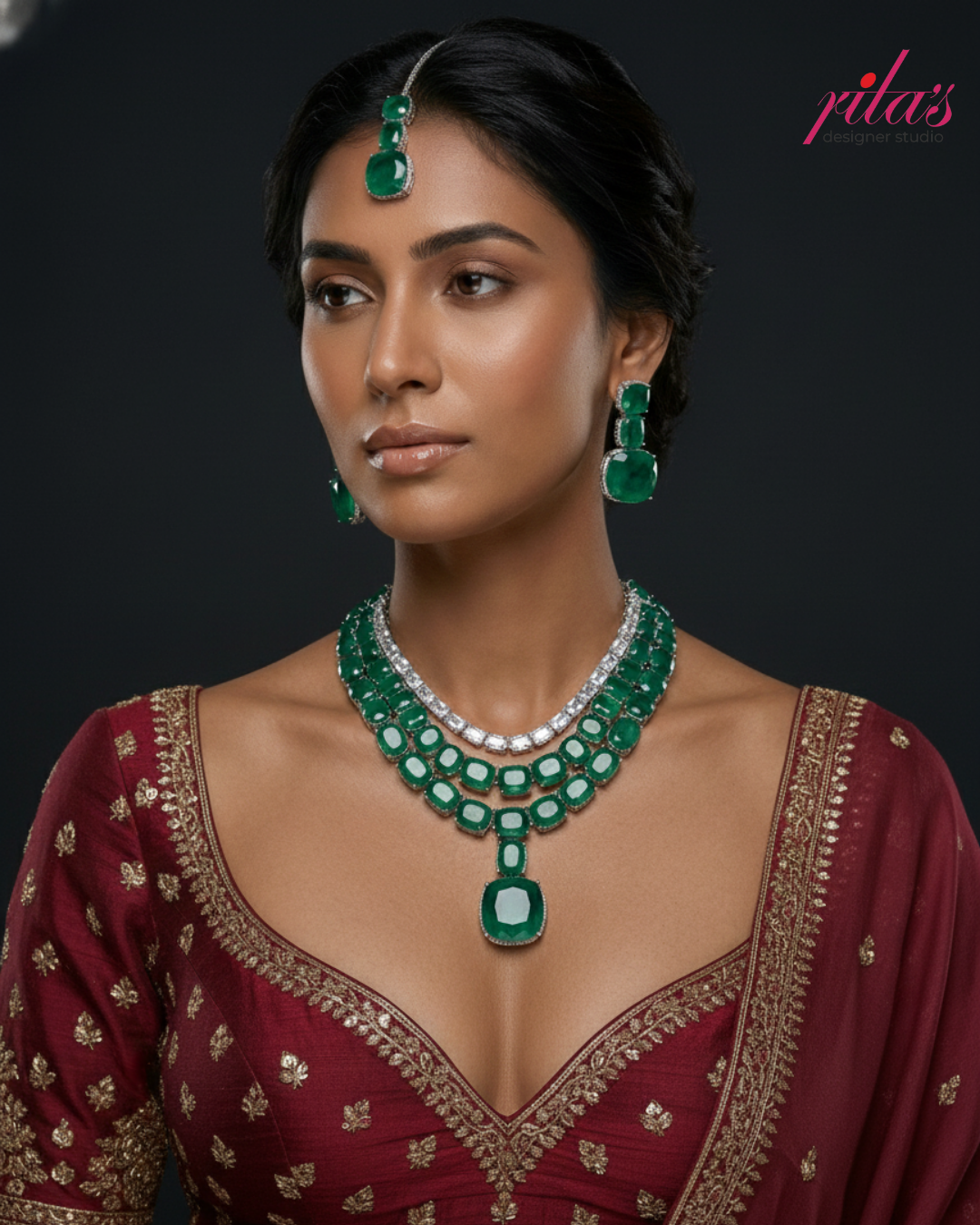 Emerald Bridal Necklace Full Set