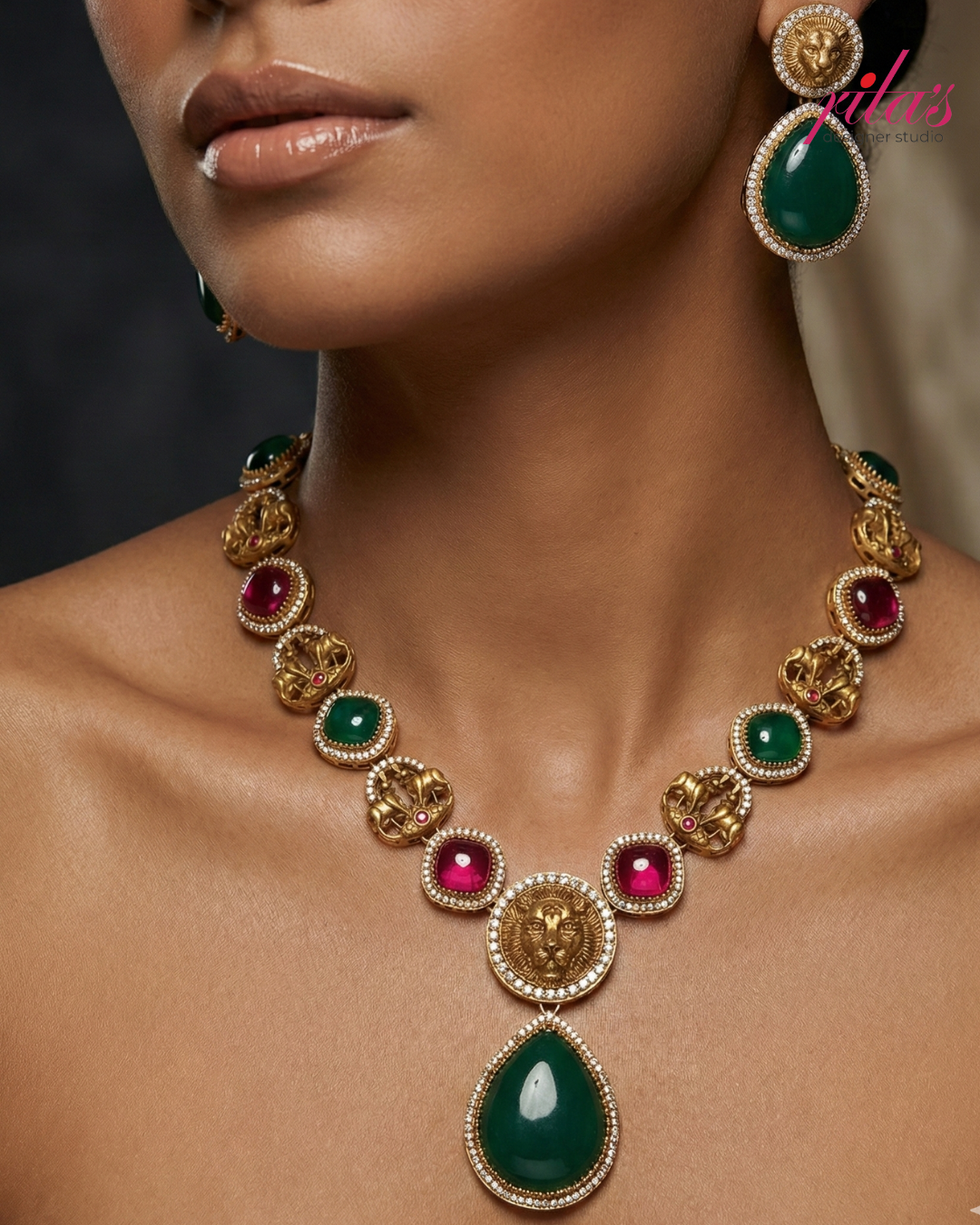 Ruby Emerald Pendant Full Set
