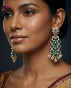 Green Stone Cascade Earrings