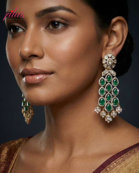 Green Stone Cascade Earrings