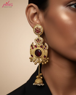 Traditional Ruby Jhumka Earrings
