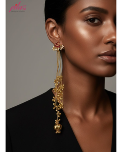 Long Temple Chain Drop Earrings