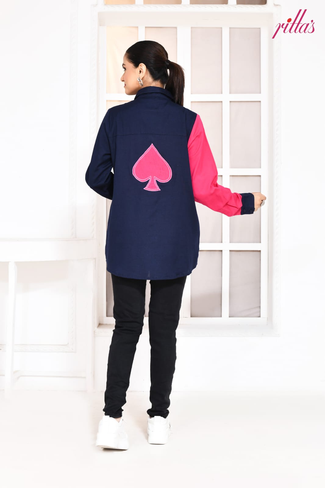 POKER FACE- NAVY PINK DUEL SHIRT
