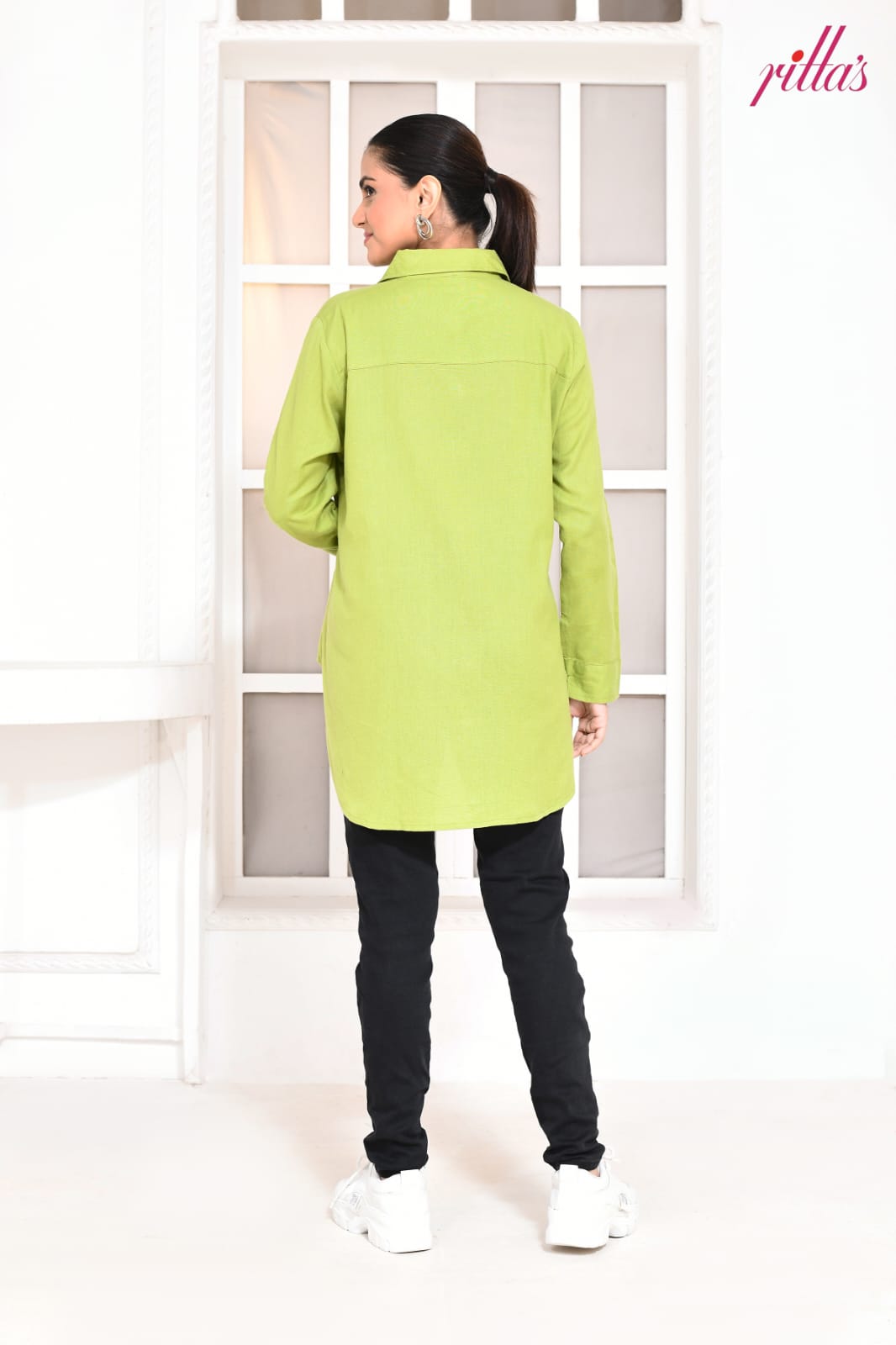 FEATHERED MUSE – PARROT GREEN LONG SHIRT